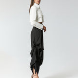 EYOS INFINITY | Wool Palazzo Trousers with Ribbons in Black