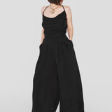 EYOS FEEL | Vegan Silk Palazzo Trousers in Black