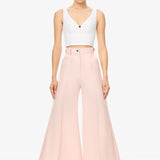 DREAM | Lightweight Summer Wool Flared Trousers in Petal Pink