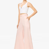 DREAM | Lightweight Summer Wool Flared Trousers in Petal Pink