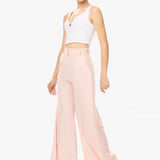 DREAM | Lightweight Summer Wool Flared Trousers in Petal Pink