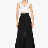 DREAM | Lightweight Summer Wool Flared Trousers in Black