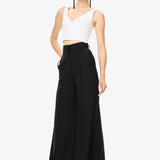 DREAM | Lightweight Summer Wool Flared Trousers in Black