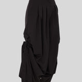 EYOS INFINITY | Wool Palazzo Trousers with Ribbons in Black