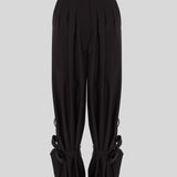 EYOS INFINITY | Wool Palazzo Trousers with Ribbons in Black