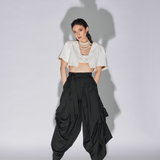 EYOS INFINITY | Wool Palazzo Trousers with Ribbons in Black