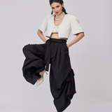 EYOS INFINITY | Wool Palazzo Trousers with Ribbons in Black