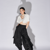 EYOS INFINITY | Wool Palazzo Trousers with Ribbons in Black