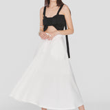 SWALLOW | White Linen and Tencel™ Midi Cloche Skirt