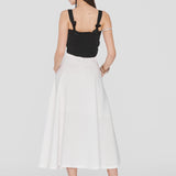 SWALLOW | White Linen and Tencel™ Midi Cloche Skirt